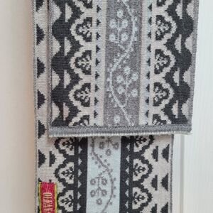 Oleana Charcoal Gray And Blue/Gray Patterned Scarf